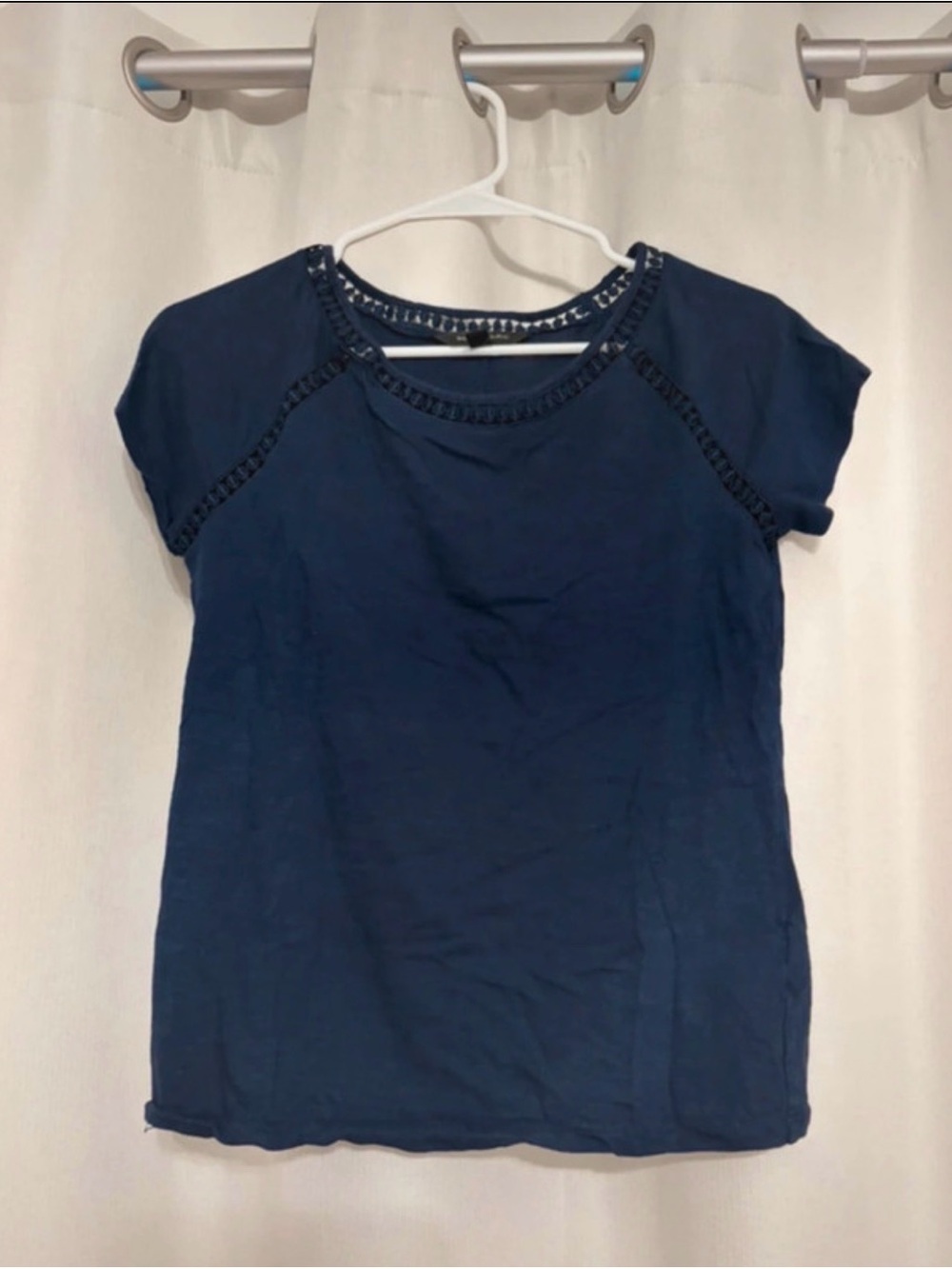 Banana Republic Navy Short Sleeve Tee with Crochet Trim